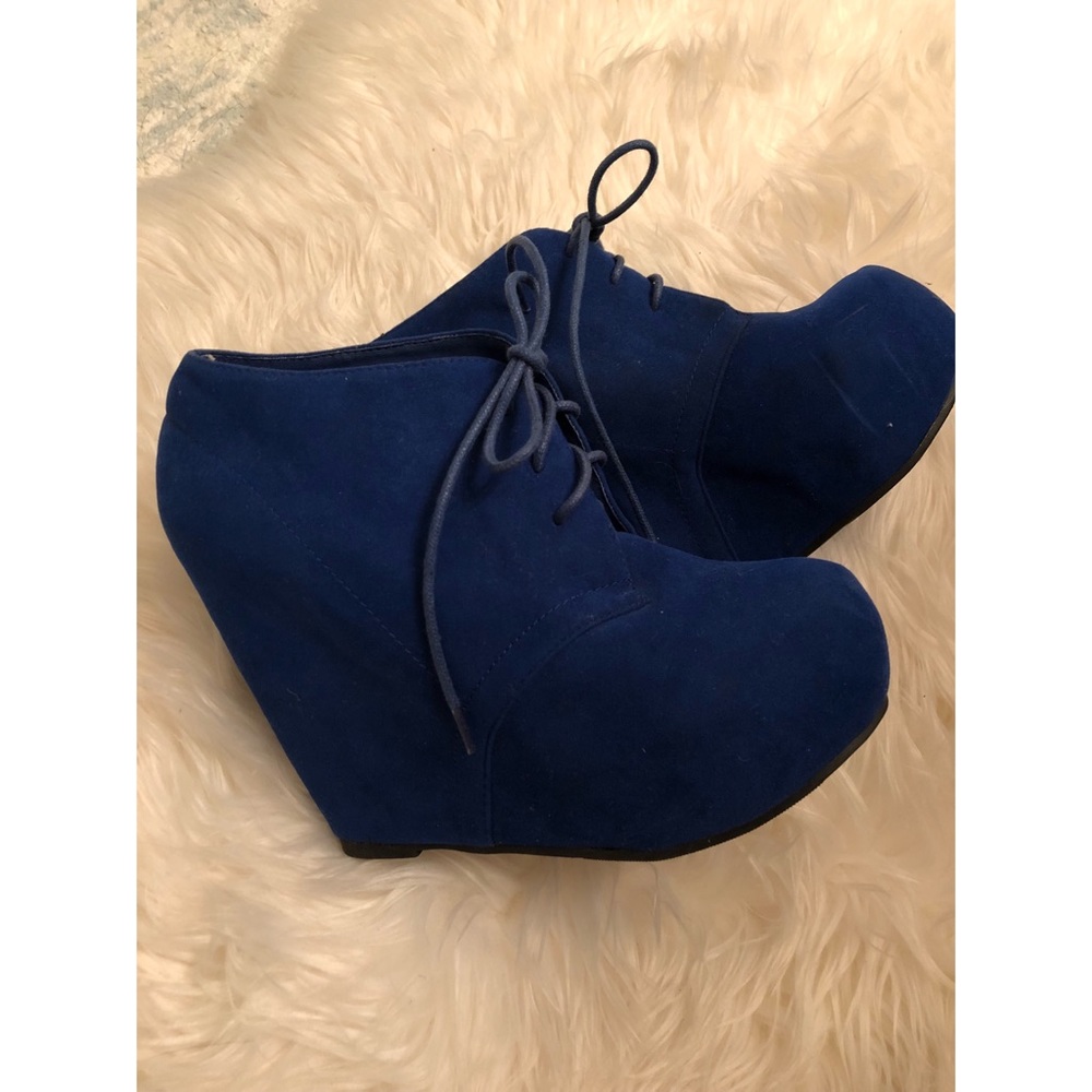 A’Gaci | Blue Lace Up Wedges | 7.5